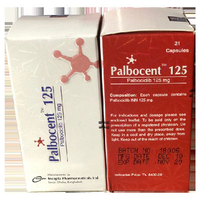 comprar Incepta、Beacon、DIL、Tlph、Everest、Pfizer Palbociclib PD-0332991 Palbocent 125 mg*21 comprimidos Câncer de mama para cancro em estágio 1 2 3 online manufacture