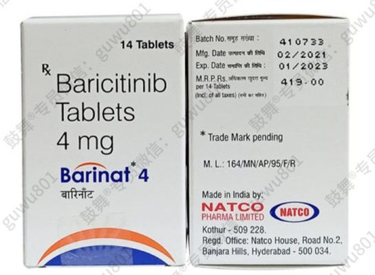 NatcoBaricitinib -Barinat4mg*14 comprimidos/ frasco (caixa) Artrite reumatóide (AR), (AS), psoríase, dermatite atópica, lúpus eritematoso sistémico, (UC), alopecia areataDurante o período de tratamento